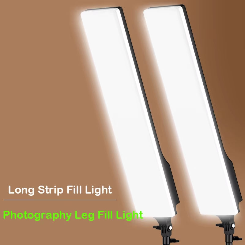 Rectangular LED Video Light Dimmable Leg Photography Lighting Kit Tripod Stand for Photo Studio Desktop Filming Shooting Youtube
