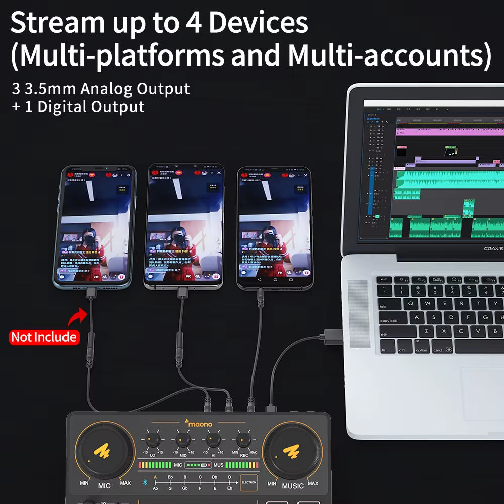 caster Audio Interface Podcast Studio Sound Card Kit with Microphone for Live Streaming Recording Youtube Pc\Phone,Am200-S1