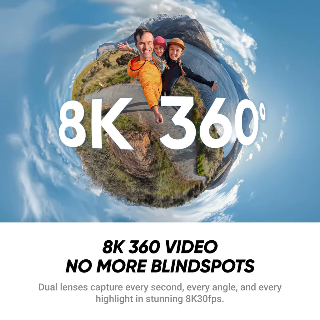 Insta360 X4 Air: Capture Immersive 8K 360° Video with Dual 1/1.8" Sensors. Lightweight 165G, 88-Min Battery & 15M Waterproof