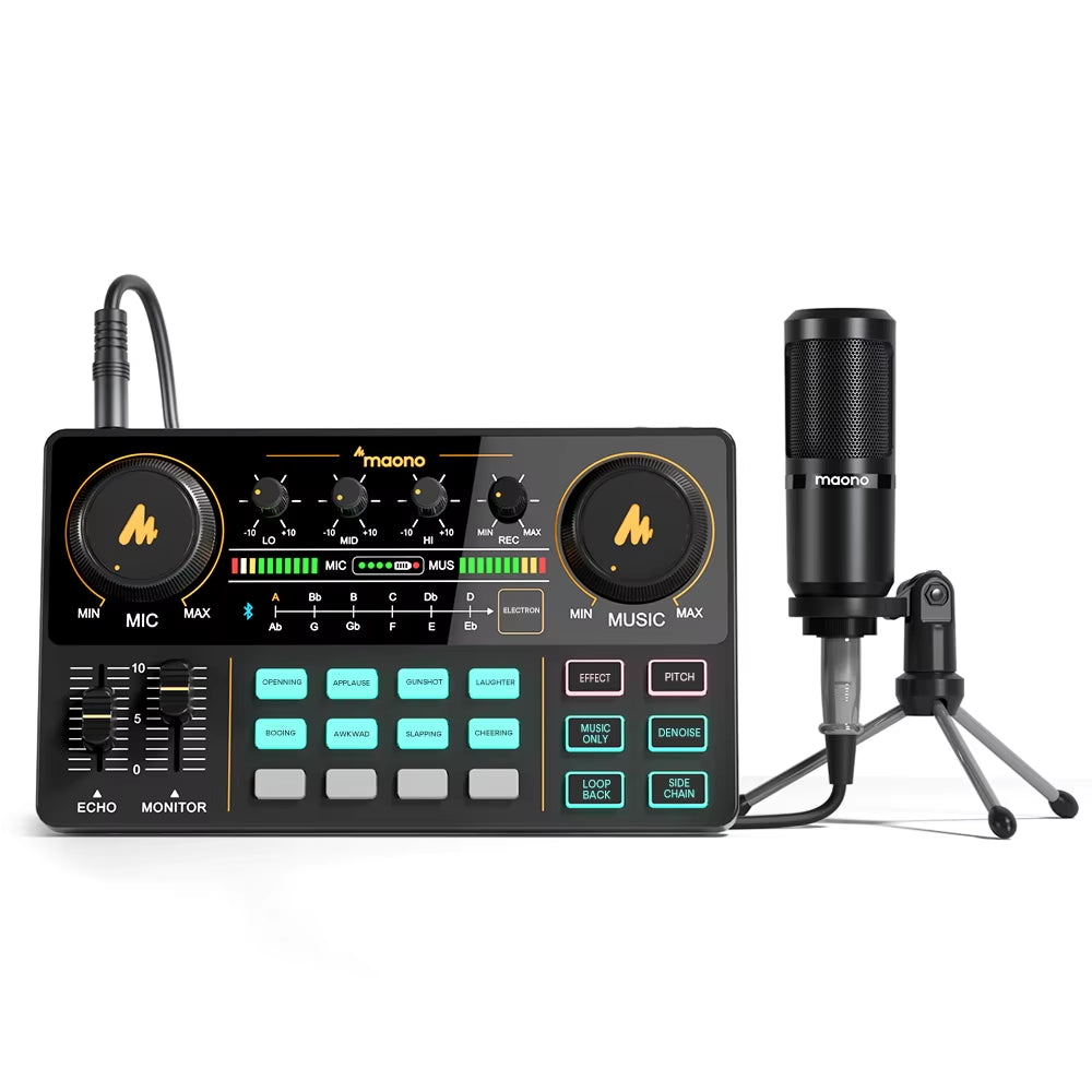 caster Audio Interface Podcast Studio Sound Card Kit with Microphone for Live Streaming Recording Youtube Pc\Phone,Am200-S1