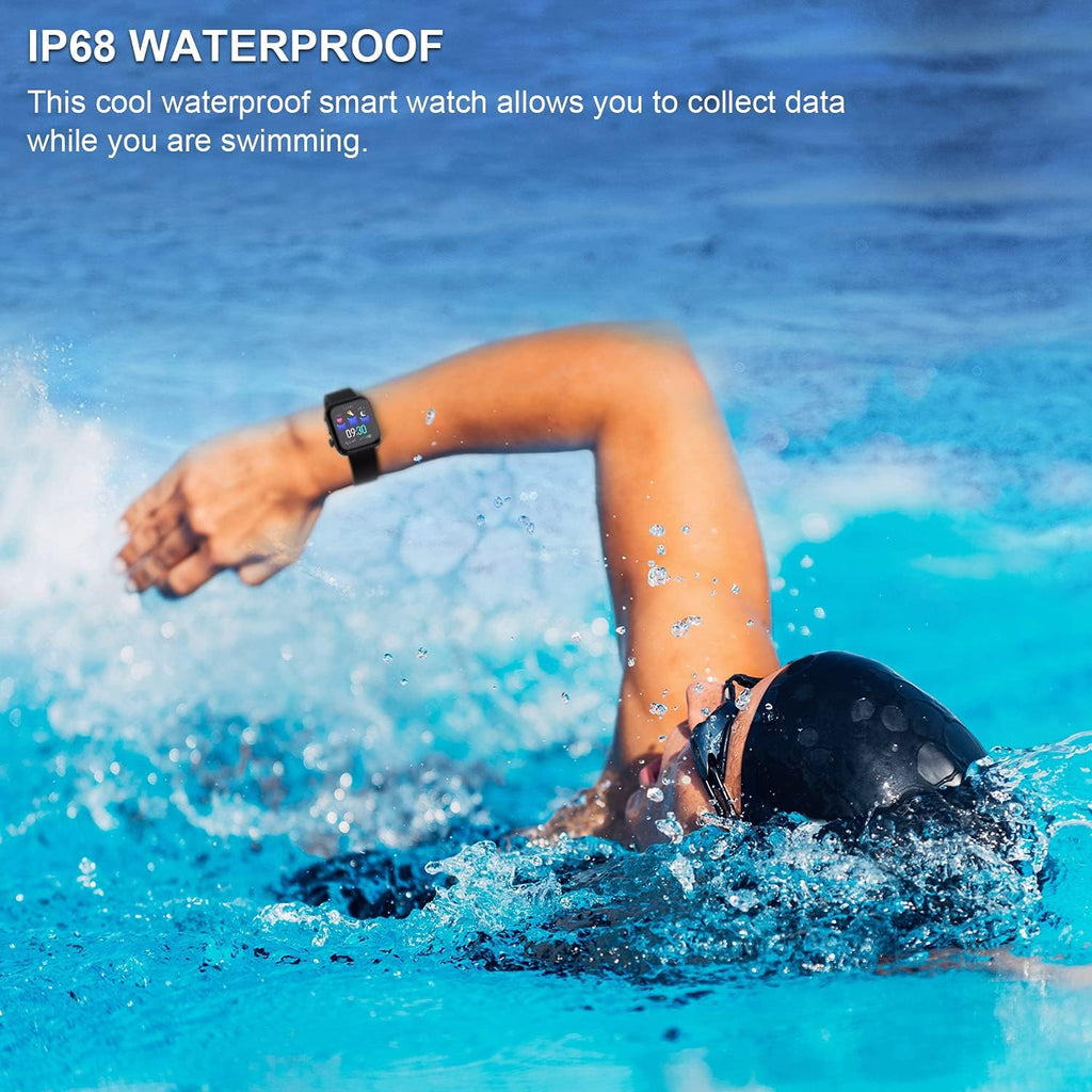 Smart Watch Heart Rate Activity Tracker,  Blood Oxygen Meter HRV Blood Pressure Monitor Waterproof Fitness Tracker Watch with Sleep Monitor Smart Band Calories Pedometer for Women Men (Black)