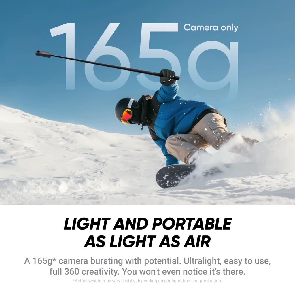 Insta360 X4 Air: Capture Immersive 8K 360° Video with Dual 1/1.8" Sensors. Lightweight 165G, 88-Min Battery & 15M Waterproof