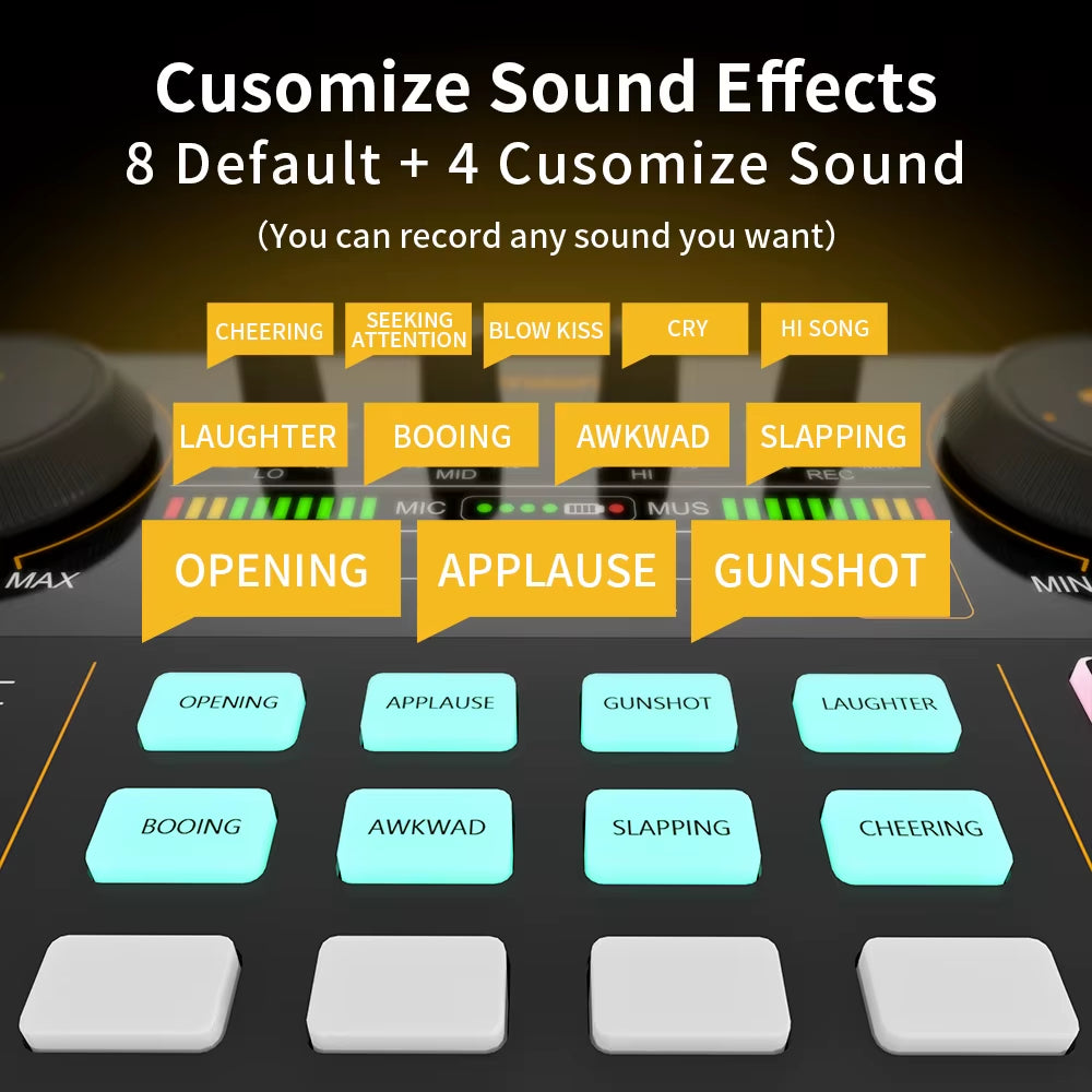 caster Audio Interface Podcast Studio Sound Card Kit with Microphone for Live Streaming Recording Youtube Pc\Phone,Am200-S1