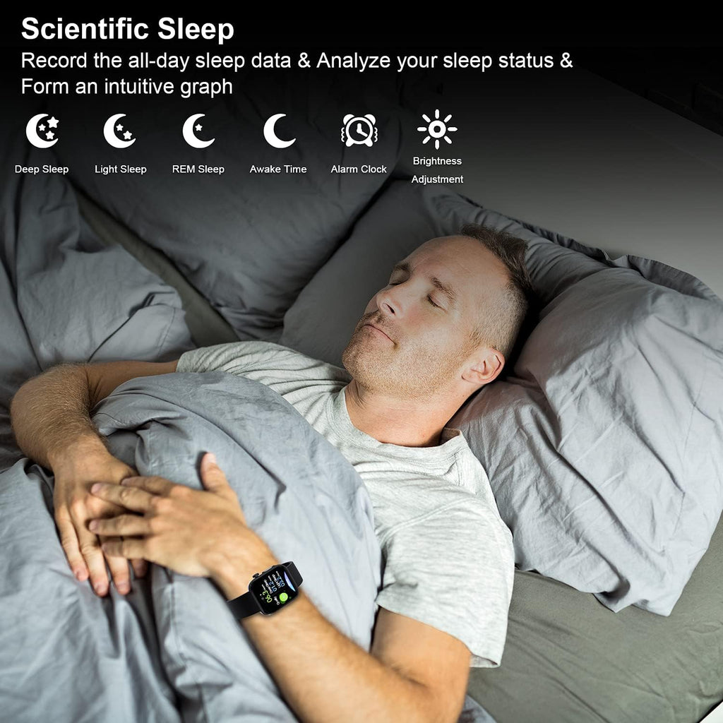 Smart Watch Heart Rate Activity Tracker,  Blood Oxygen Meter HRV Blood Pressure Monitor Waterproof Fitness Tracker Watch with Sleep Monitor Smart Band Calories Pedometer for Women Men (Black)